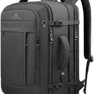 Travel Backpack, 50L Expandable Extra Large Laptop Backpack, Carry On Backpack Water Resistant Business Suitcase Daypack Bag Fits 17 Inch Laptops, Travel Gifts for Men Women, Black